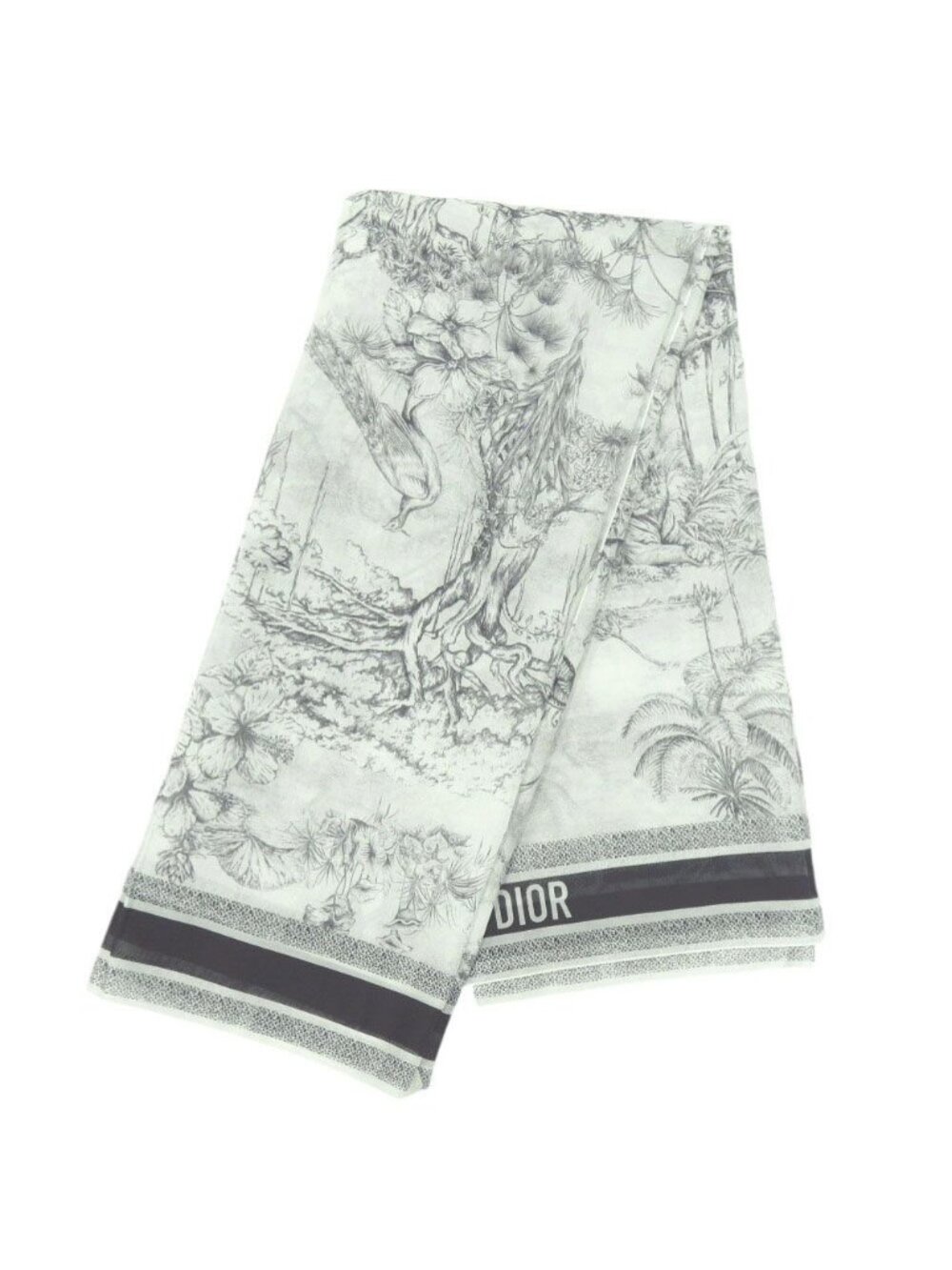 Dior Toile de Jouy Sauvage Shawl Cotton Black White Scarf - Picture 2 of 9
